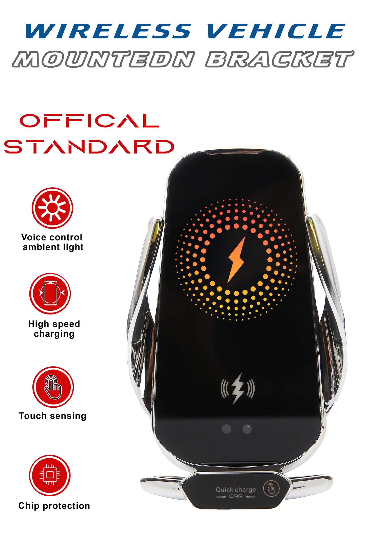 15W Auto-Clamping Wireless Car Charger – Fast Charging Vent Mount Phone Holder