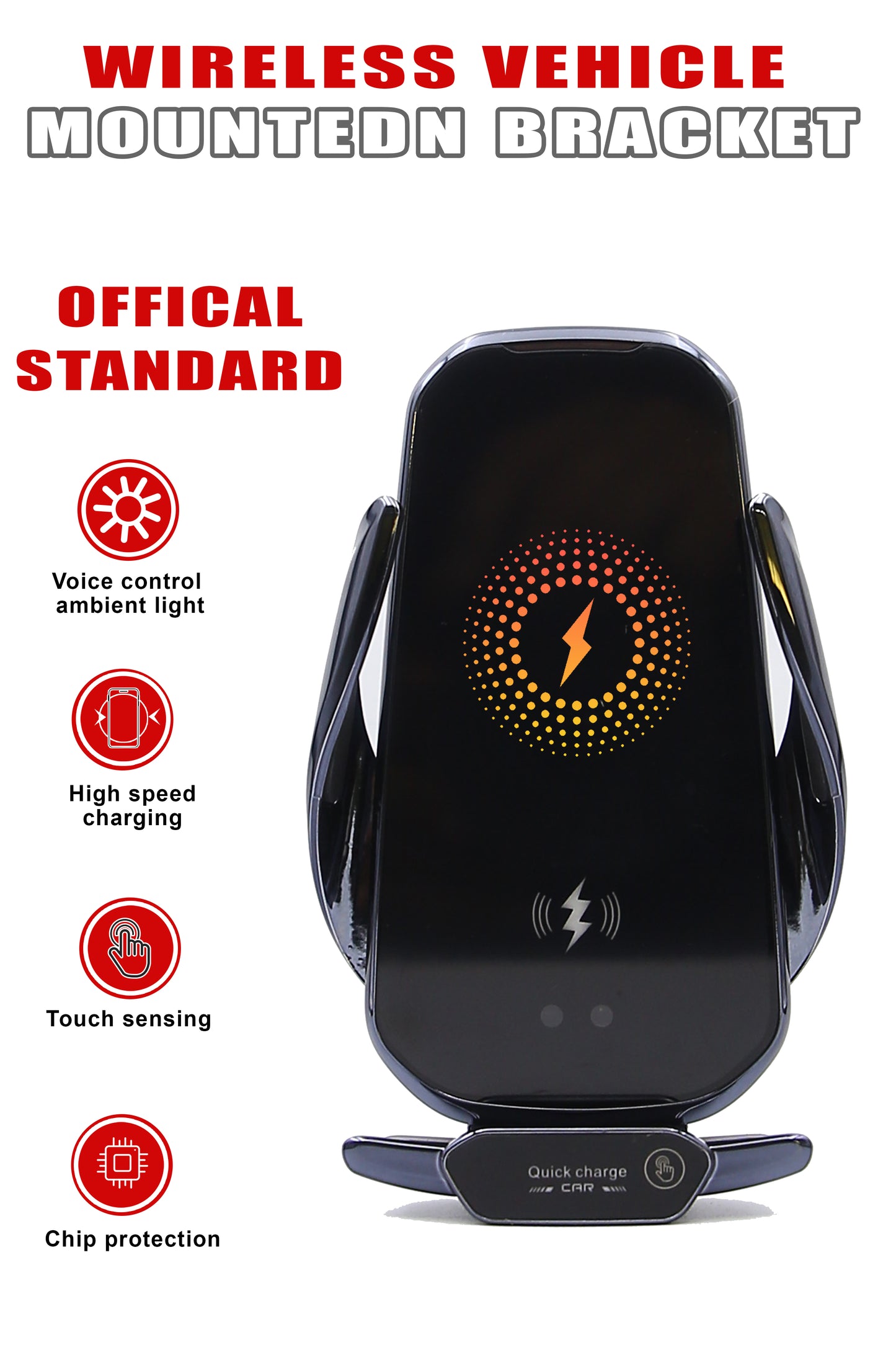 15W Auto-Clamping Wireless Car Charger – Fast Charging Vent Mount Phone Holder