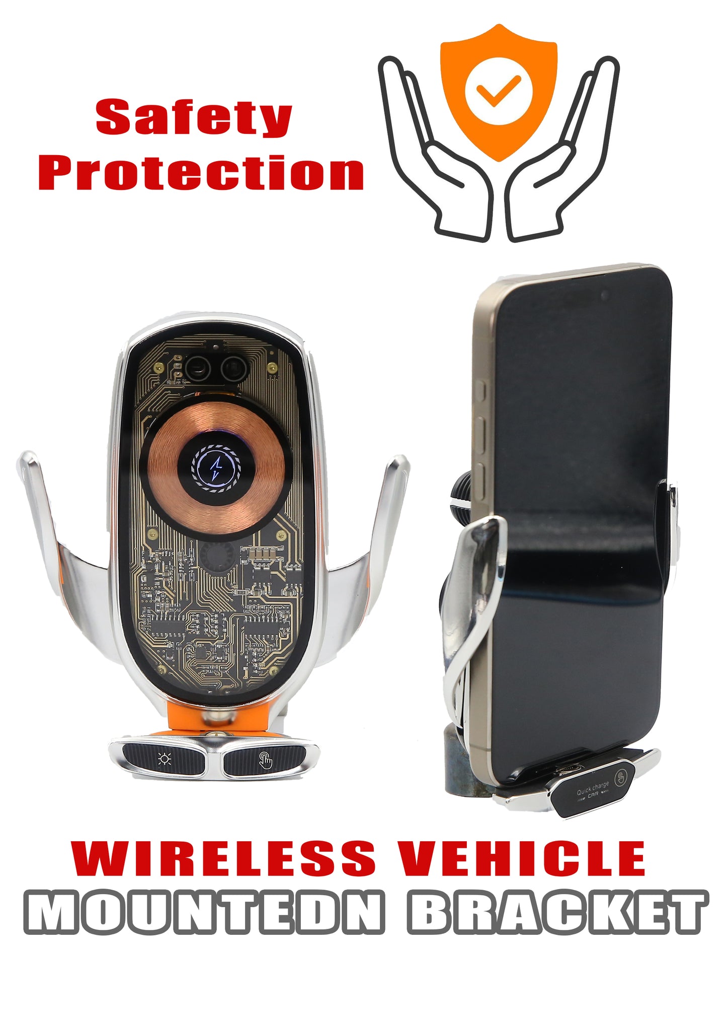 v6 66W Magnetic Fast Wireless Car Charger – Transparent Air Vent Phone Mount