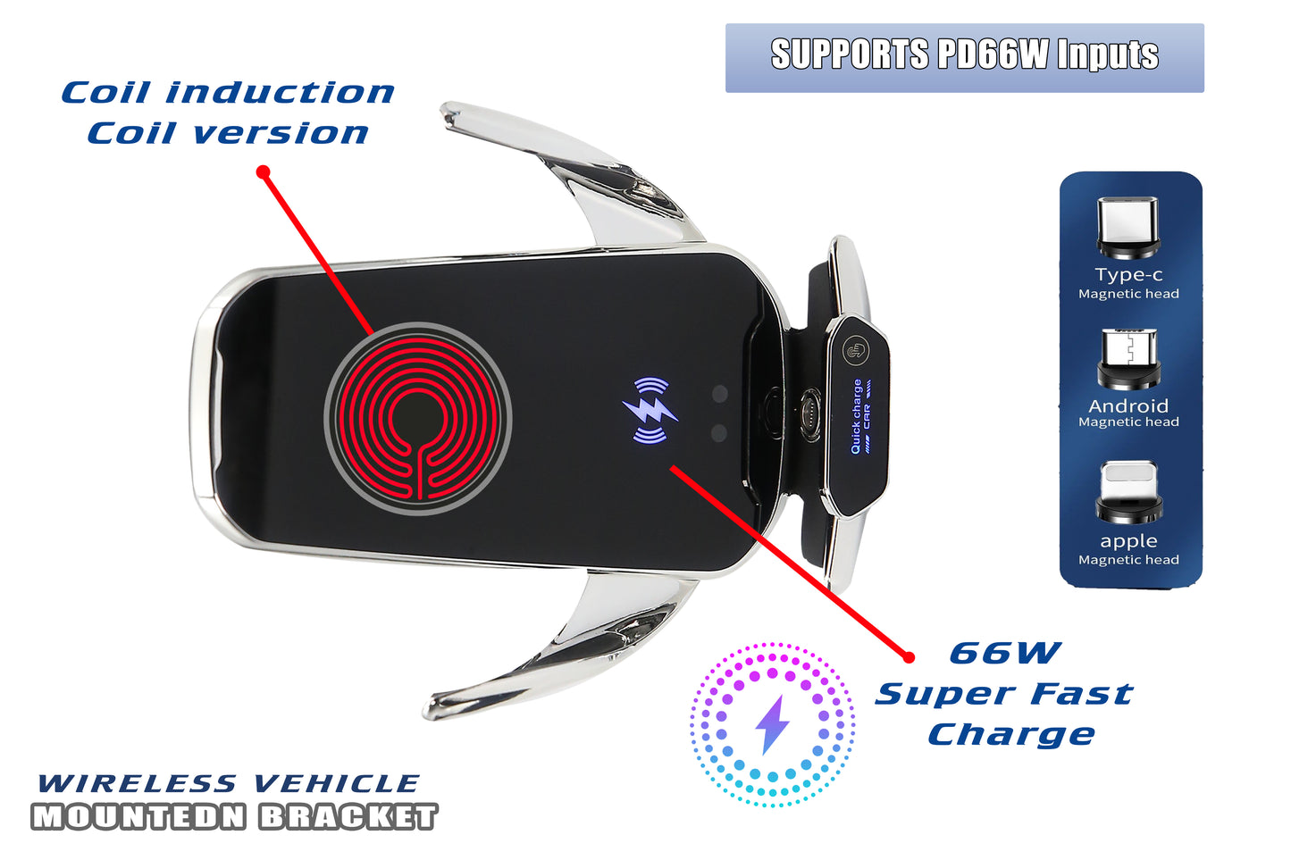 15W Auto-Clamping Wireless Car Charger – Fast Charging Vent Mount Phone Holder
