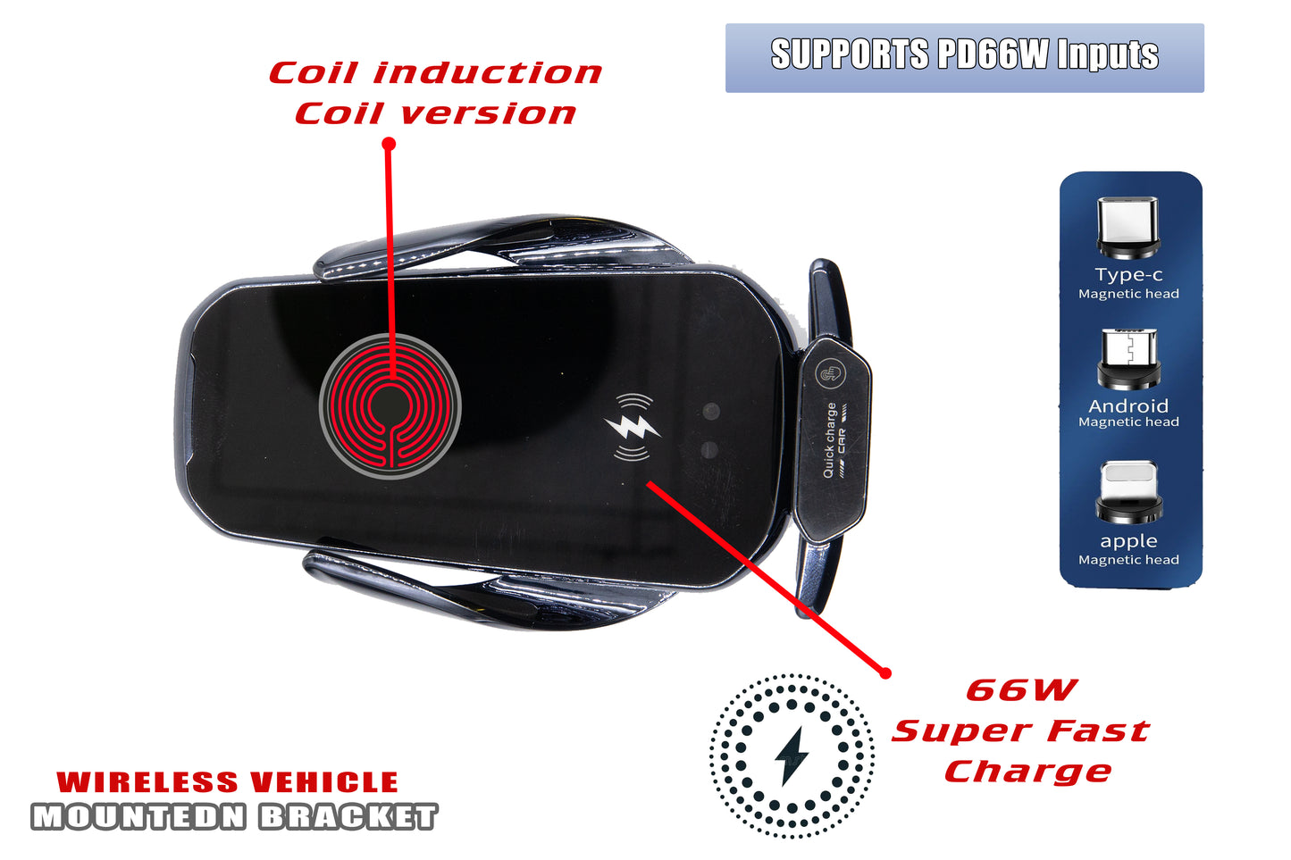 15W Auto-Clamping Wireless Car Charger – Fast Charging Vent Mount Phone Holder