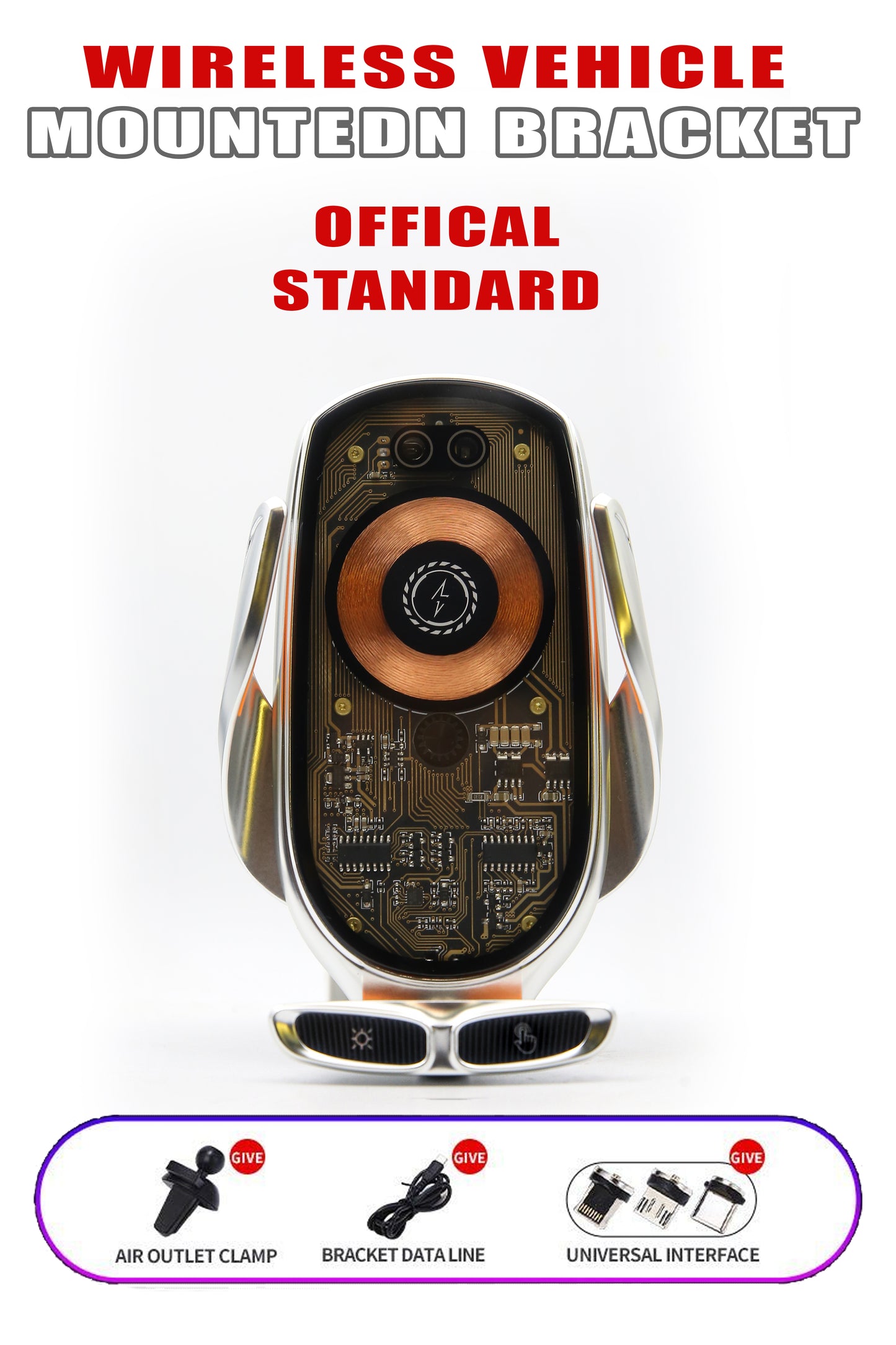 v6 66W Magnetic Fast Wireless Car Charger – Transparent Air Vent Phone Mount