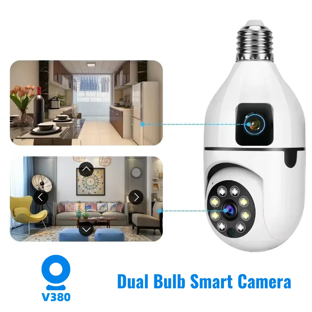Bulb WIFI Dual 2 Lens Camera | WIFI smart camera v380 Pro