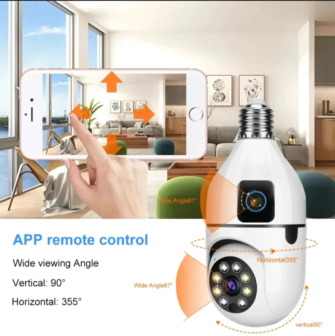 Bulb WIFI Dual 2 Lens Camera | WIFI smart camera v380 Pro