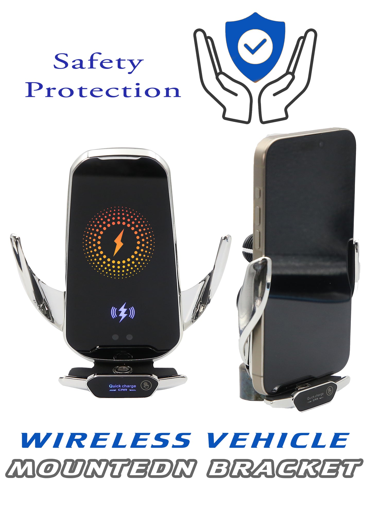 15W Auto-Clamping Wireless Car Charger – Fast Charging Vent Mount Phone Holder