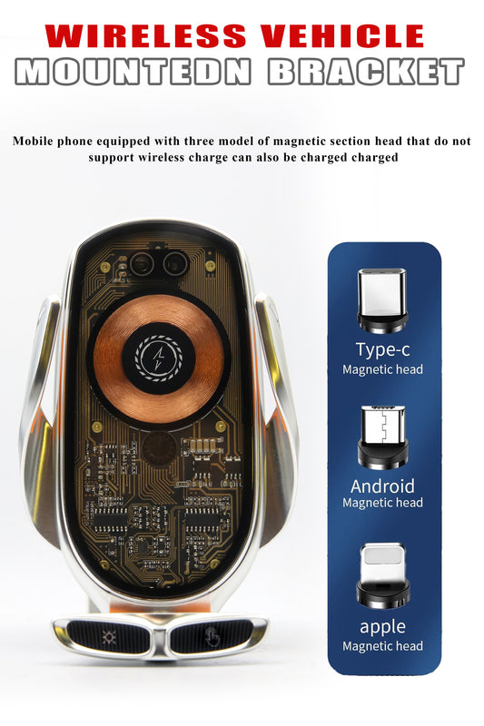 v6 66W Magnetic Fast Wireless Car Charger – Transparent Air Vent Phone Mount