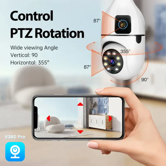 Bulb WIFI Dual 2 Lens Camera | WIFI smart camera v380 Pro