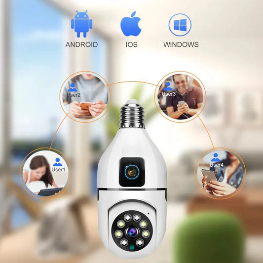 Bulb WIFI Dual 2 Lens Camera | WIFI smart camera v380 Pro